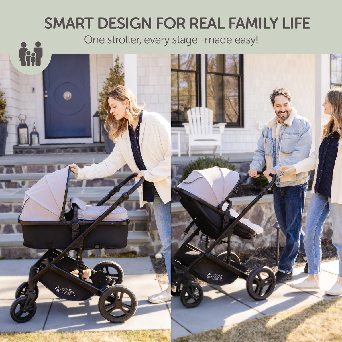 2-in-1 Foldable Baby Stroller with Extendable Canopy N8730