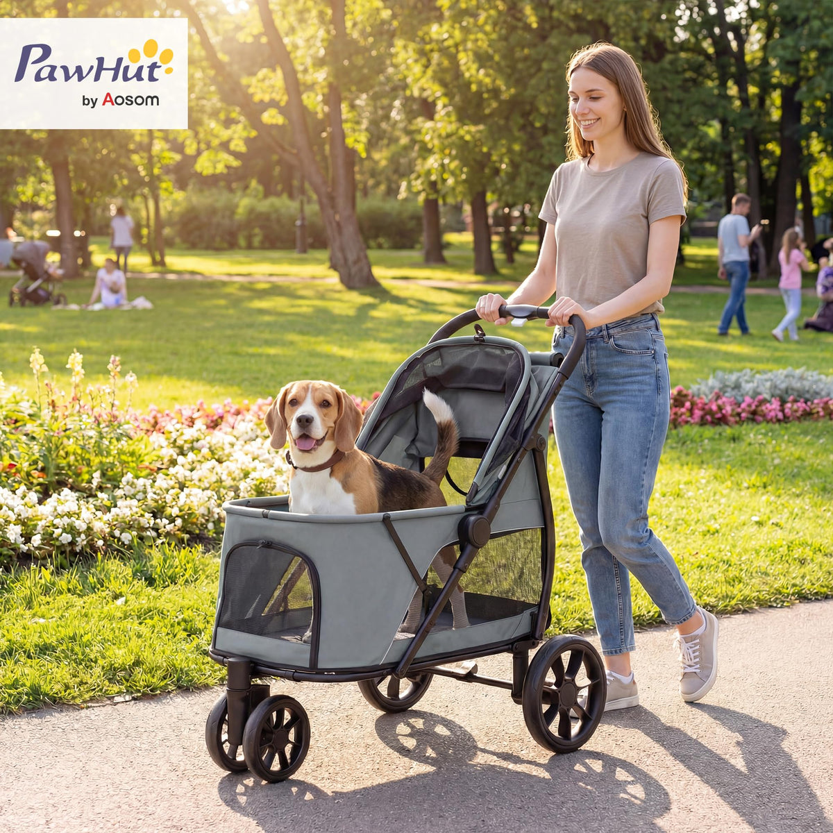 3 Wheel Pet Stroller up to 44 lbs Gray C764662