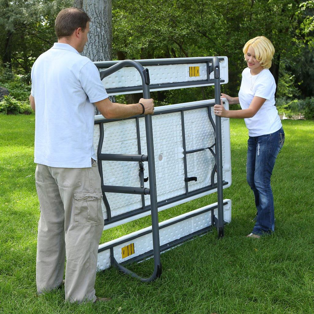 Folding Picnic Table 6 Feet White Granite K27384