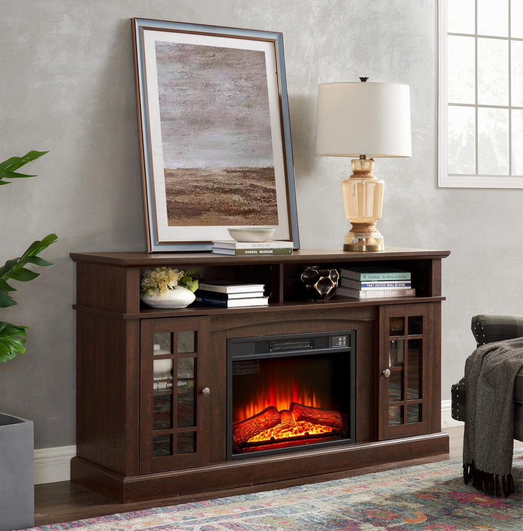 58-Inch Espresso Fireplace TV Stand B5462