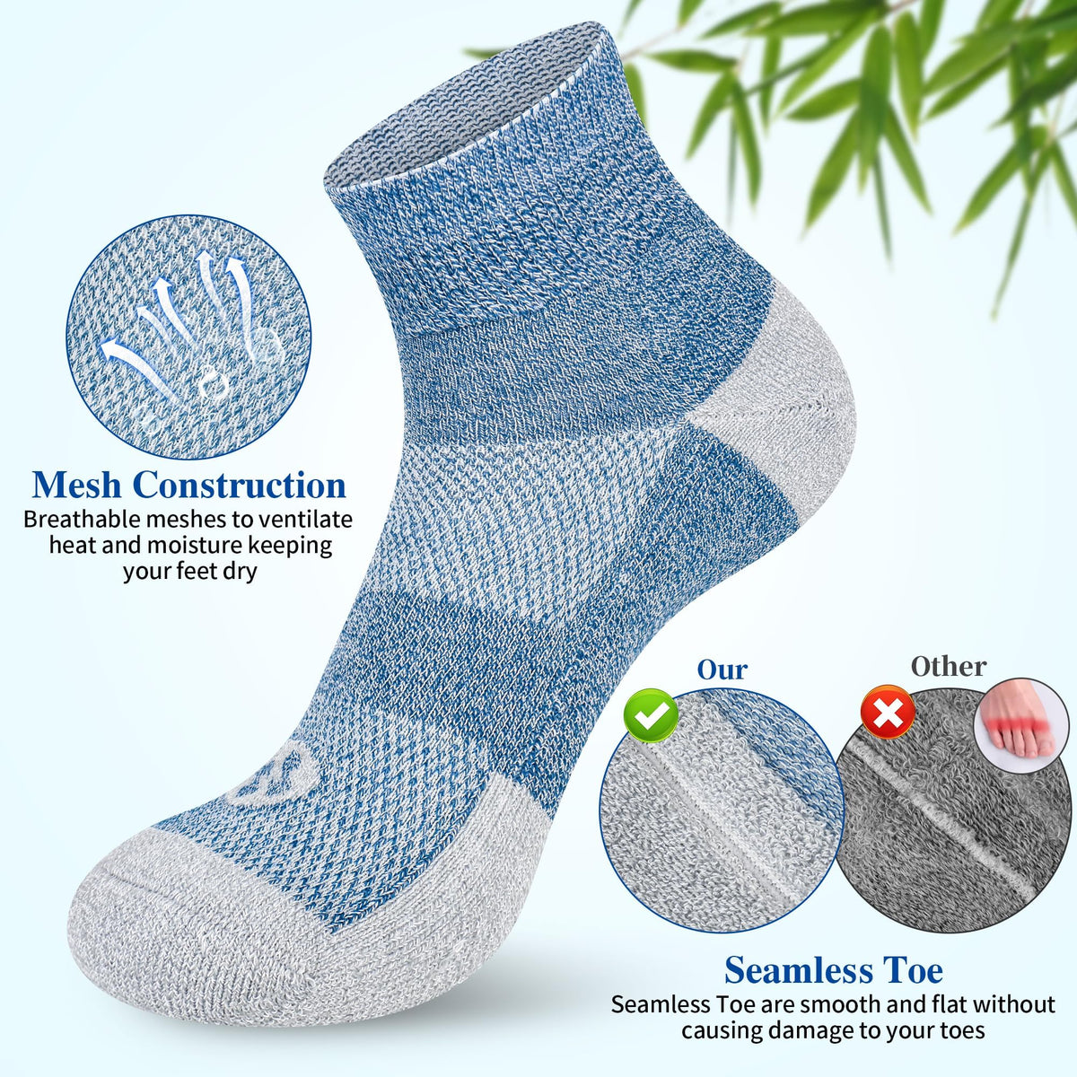 Diabetic Socks for Men, 10 Pairs Ankle & Low Cut Size 9-15 T244914