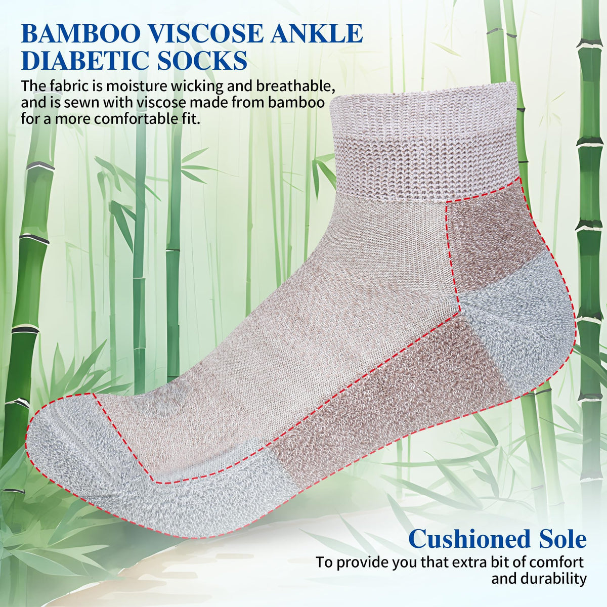 Diabetic Socks for Men, 10 Pairs Ankle & Low Cut Size 9-15 T244914