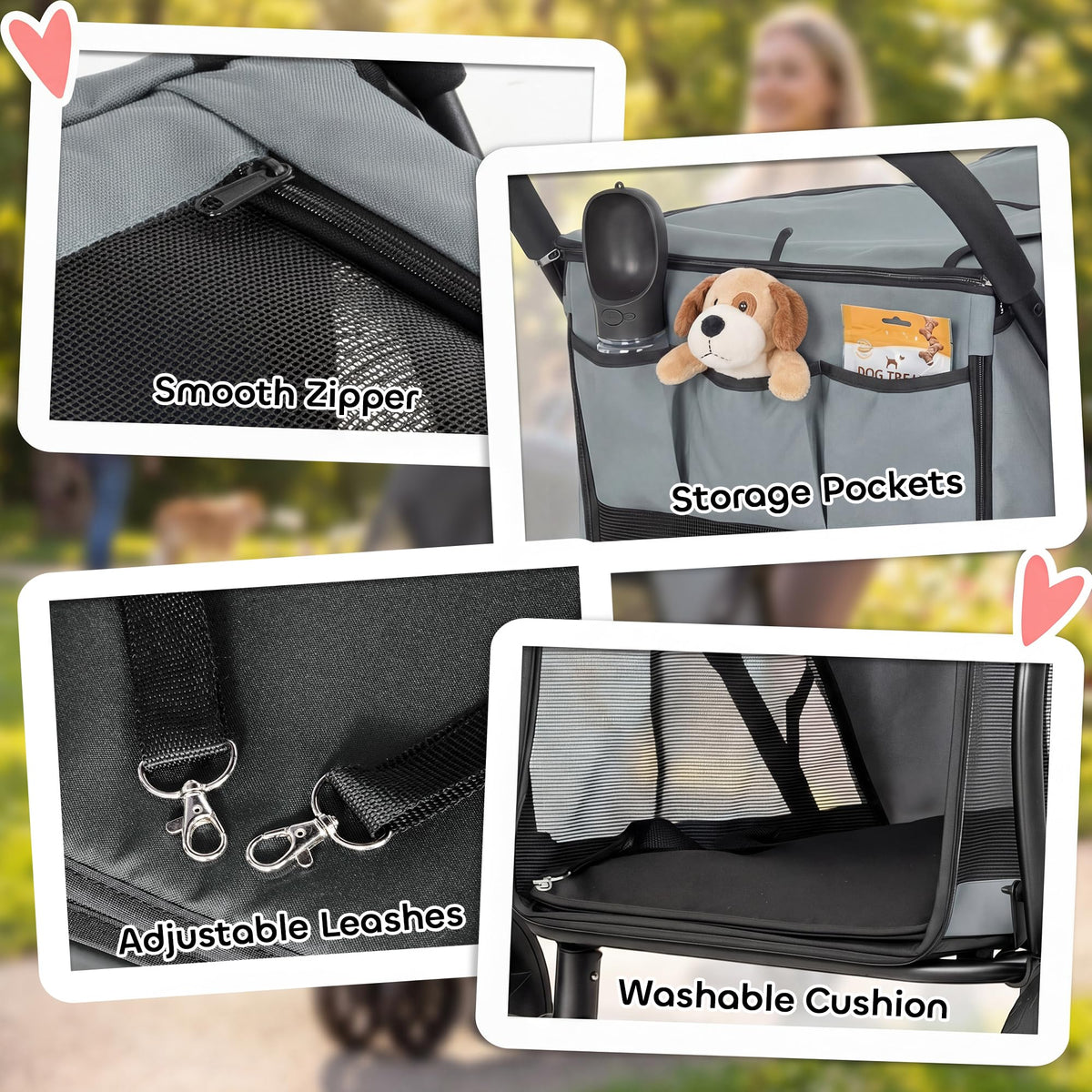 3 Wheel Pet Stroller up to 44 lbs Gray C764662
