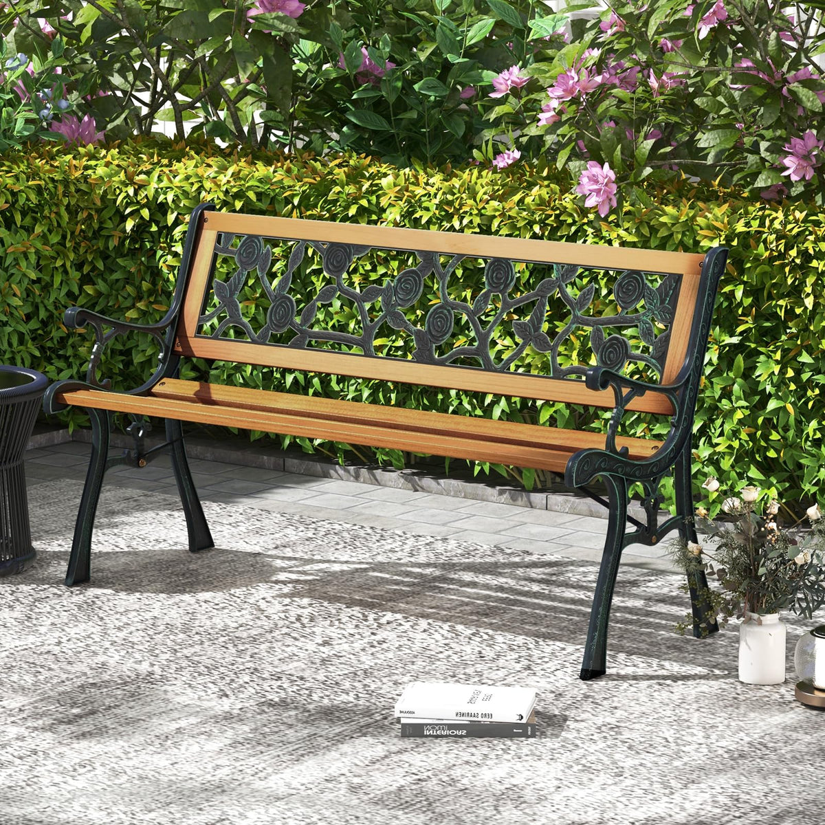 Iron Hardwood Garden Bench J896
