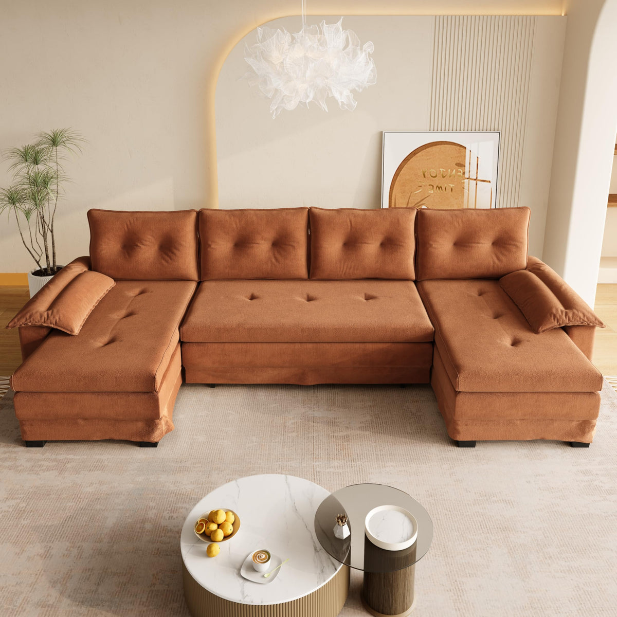 110" 3-in-1 Convertible Sleeper Sofa Bed E28216