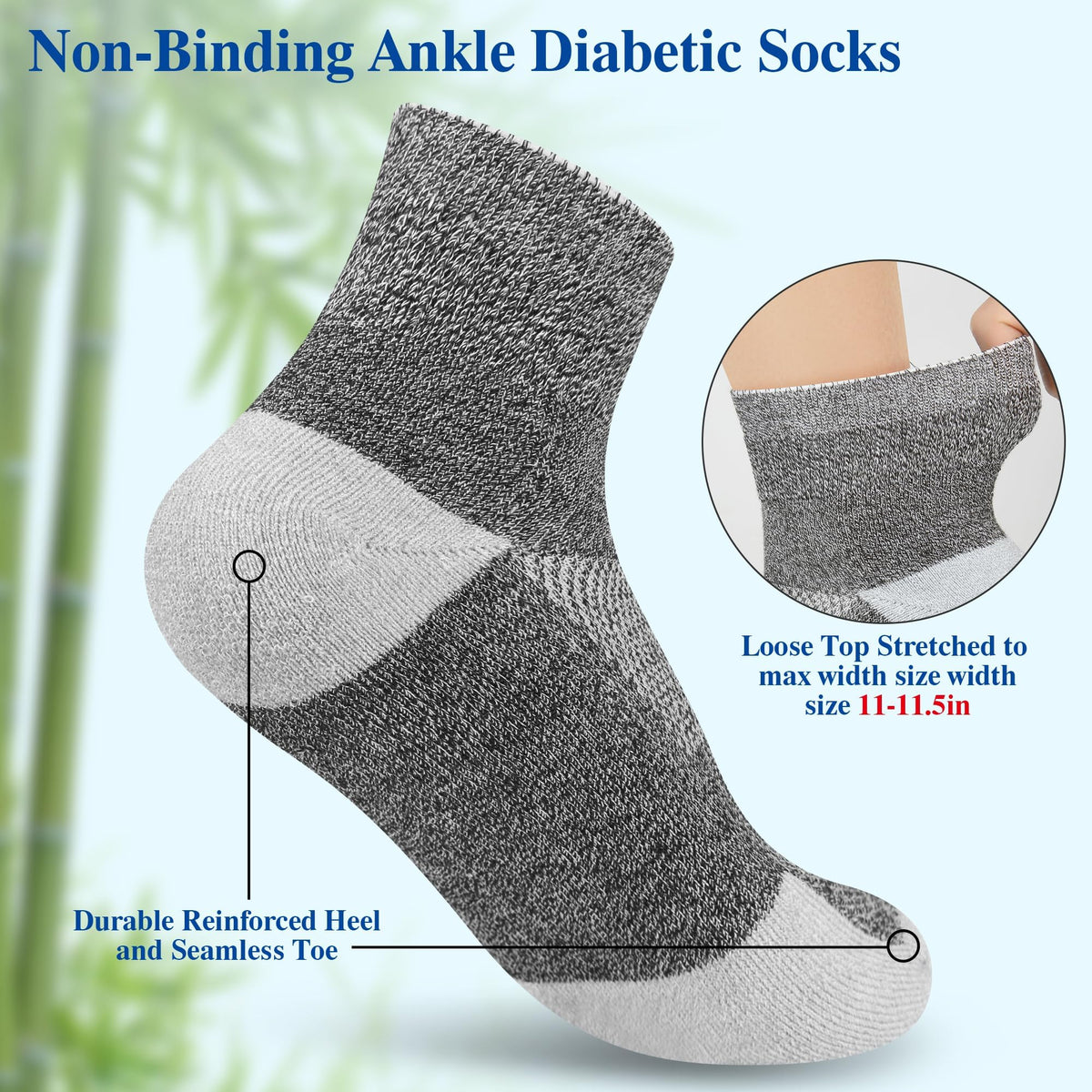 Diabetic Socks for Men, 10 Pairs Ankle & Low Cut Size 9-15 T244914