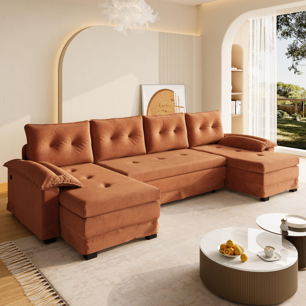 110" 3-in-1 Convertible Sleeper Sofa Bed E28216