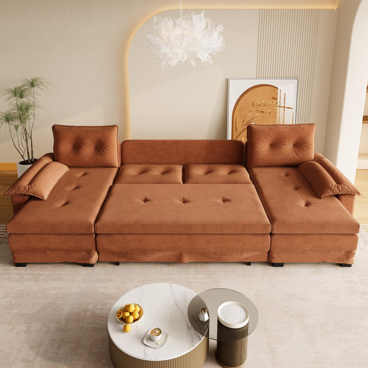 110" 3-in-1 Convertible Sleeper Sofa Bed E28216